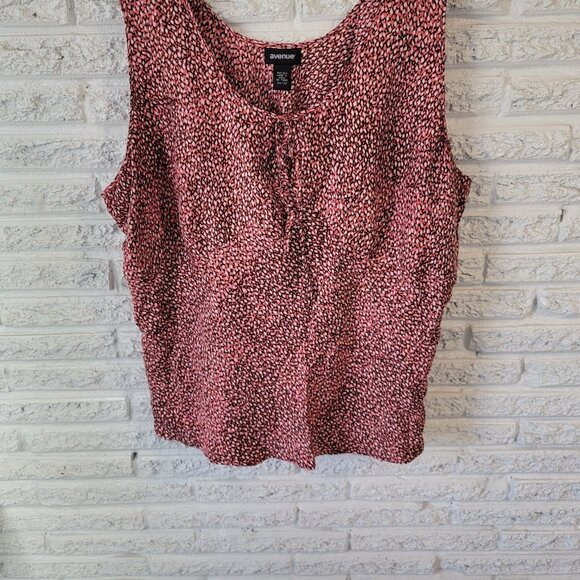 Avenue Womens Top 30 32 Plus Tank Pink Brown Geometric Silk Office GEO22XE - Picture 3 of 8
